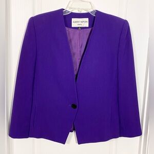 90s Albert Nipon Wool Blazer HONG KONG MADE Vintage Purple 8